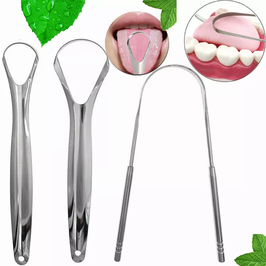 Tongue Scraper Cleaner Adult Surgical Grade Eliminate Bad Breath Stainless Steel Metal Tongue Scarper Brush Dental Scrapper Tool